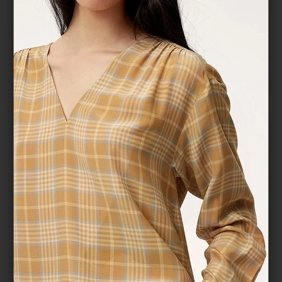 Aritzia Cairo gold Macee blouse (checkered blouse) - Picture 5 of 14